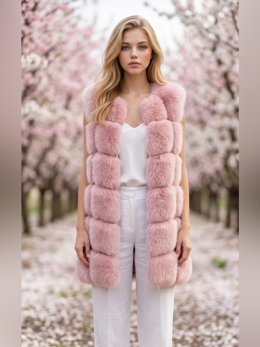 Jasmine Pink Plush Faux Fur Teddy Vest